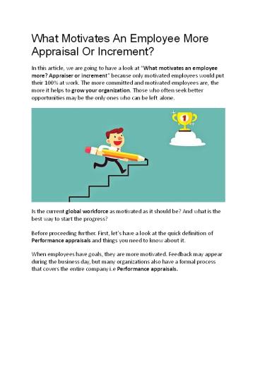 What Motivates An Employee More appraisal Or increment?