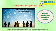 Facility Plant Manager  Email Leads