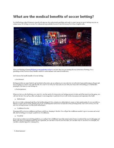 What are the medical benefits of soccer betting?