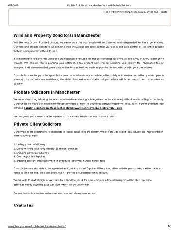 Probate Solicitors in Manchester