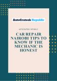 Car Repair Nairobi Tips To Know If The Mechanic is Honest PowerPoint PPT Presentation