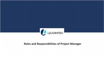Roles and Responsibilities of Project Manager