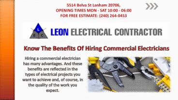 Know The Benefits Of Hiring Commercial Electricians