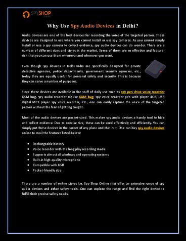 Why Use Spy Audio Devices in Delhi?