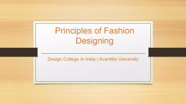 Principles of Fashion Design - Avantika University