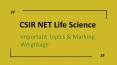 CSIR NET Life Sciences: Important Topics & Their Marking Weightages PowerPoint PPT Presentation