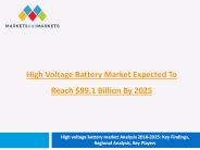 High voltage battery market - Market Size, Share, Sales, Growth and Forecast To 2025
