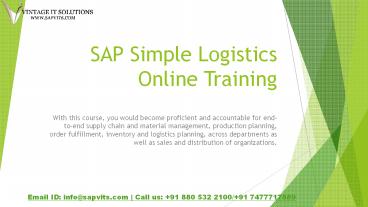 SAP Simple Logistics Online Training