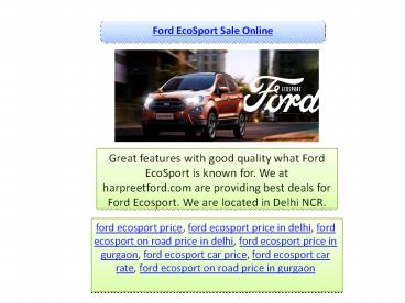 Ford Ecosport Sale Online