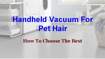 Handheld Vacuum For Pet Hair