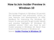 How to Join Insider Preview in Windows 10