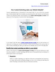 How Content Marketing make your Website Valuable?