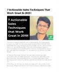 7 Actionable Sales Techniques That Work Great In 2019 ! PowerPoint PPT Presentation