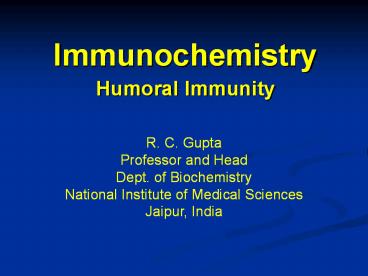 Immunochemistry - Humoral Immunity