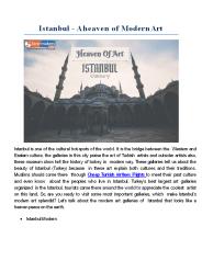 Istanbul - A Heaven Of Modern Art
