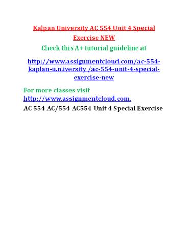 AC 554 Unit 4 Special Exercise NEW