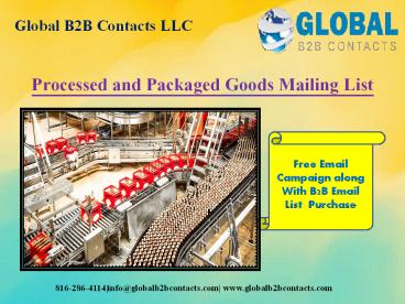 Processed and Packaged Goods Mailing List
