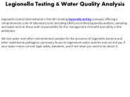 Legionella Testing & Water Quality Analysis