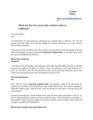 What are the new proposed overtime rules in California?