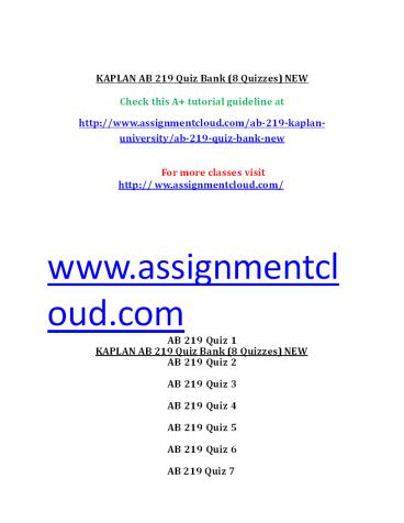 AB 219 Quiz Bank (8 Quizzes) NEW