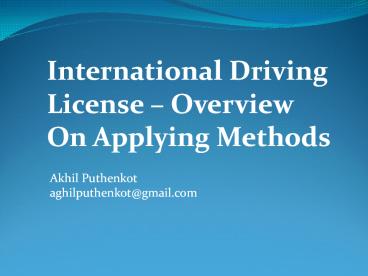 Apply for International Driving Permit