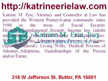 Social security appeals attorney at Butler County, PA