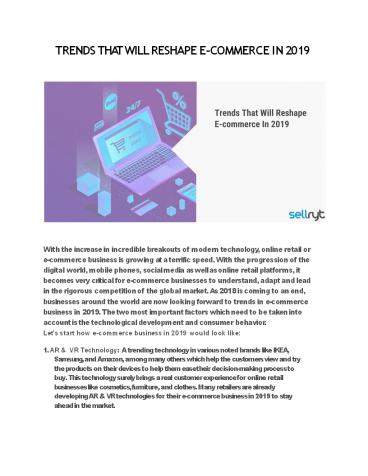 TRENDS THAT WILL RESHAPE E-COMMERCE IN 2019