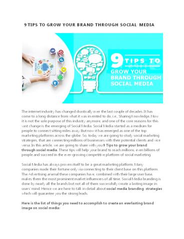 9 Tips To Grow Your Brand Through Social Media