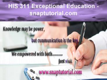 HIS 311 Exceptional Education-snaptutorial.com