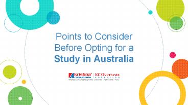 Points to Consider Before Study in Australia