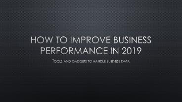 How to improve business performance in 2019