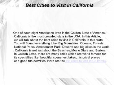 cities to visit in California