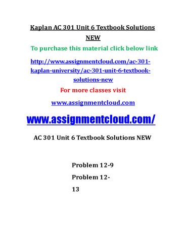 AC 301 Unit 6 Textbook Solutions NEW