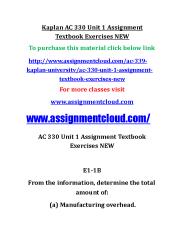 AC 330 Unit 1 Assignment Textbook Exercises NEW