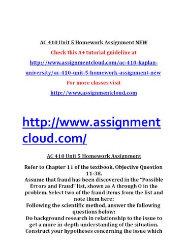 AC 410 Unit 5 Homework Assignment NEW