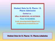 Student Data for B. Pharm / D. Pharm Admission