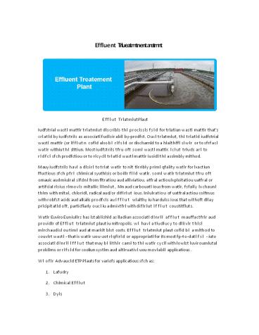 Effluent treatment plant