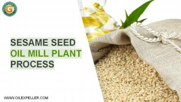 Sesame Oil Extraction Plant