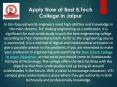 Apply Now at Best B.Tech College in Jaipur PowerPoint PPT Presentation