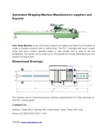 Automated Wrapping Machine Manufacturers suppliers and Exporter