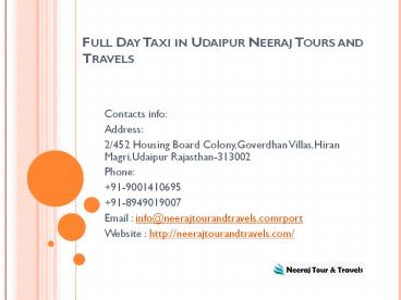 Full day Taxi in Udaipur Neeraj Tours and Travels