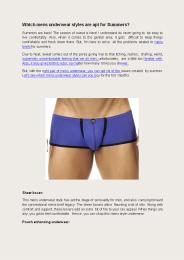Which mens underwear styles are apt for Summers?