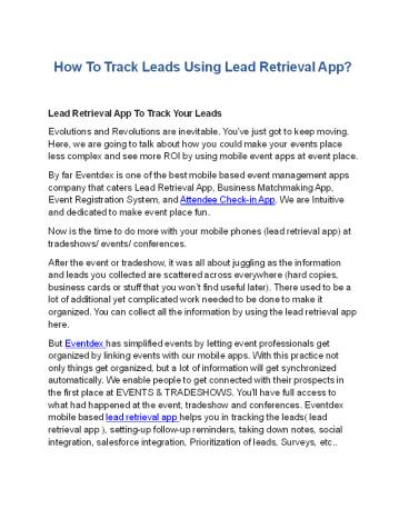 How To Track Leads Using Lead Retrieval App?