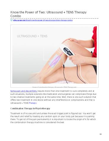 Power of two Combination Therapy: Ultrasound & TENS Therapy