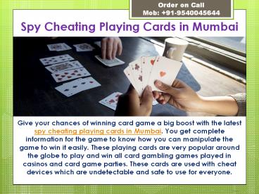 Trending Range of Spy Cheating Playing Cards in Mumbai