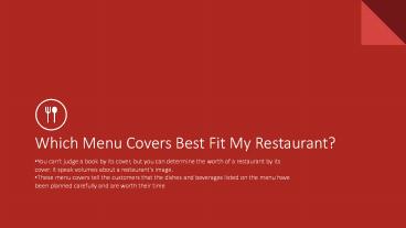 Which Menu Covers Best Fit My Restaurant?