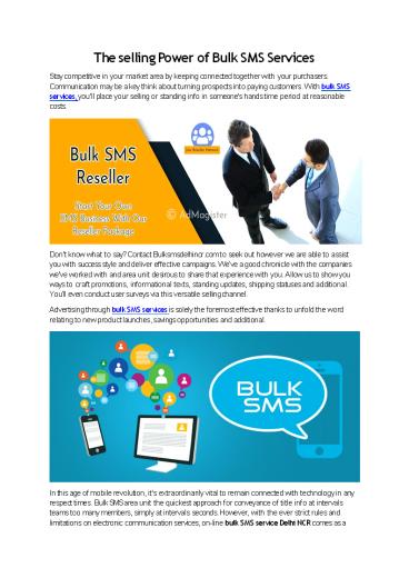 The selling Power of Bulk SMS Services