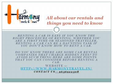 All about car rentals and things you need to know
