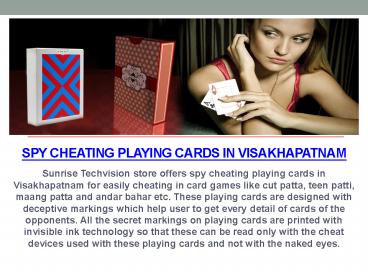 Leading Spy Cheating Playing Cards Store in Visakhapatnam