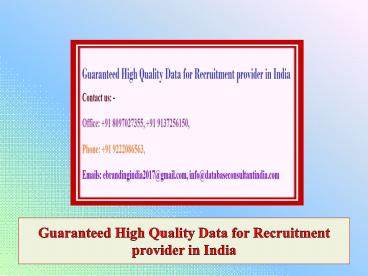 Guaranteed High Quality Data for Recruitment provider in India